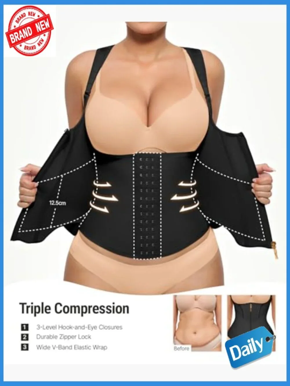Waist Trainer Vest for Women Tummy Control Corset Body Shaper Back Support